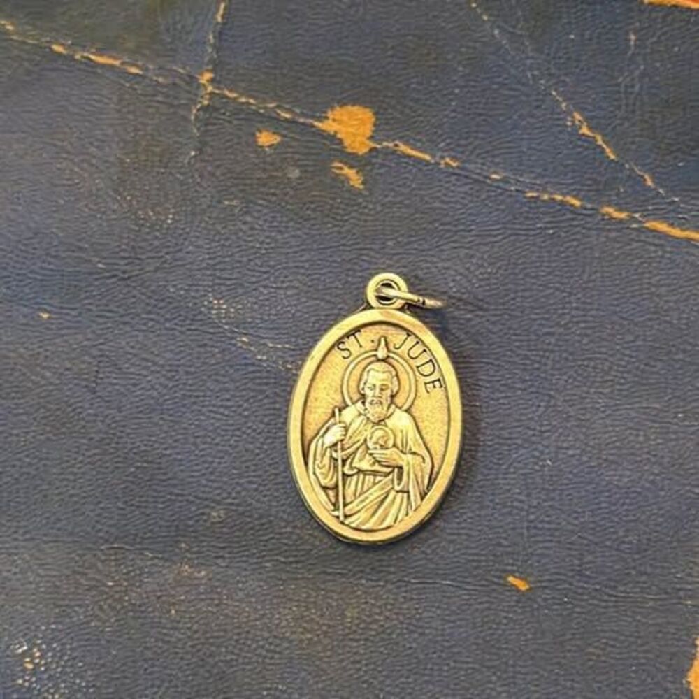 Vintage St Jude Medal Patron Saint of Lost Causes Italy Catholic Pendant Charm